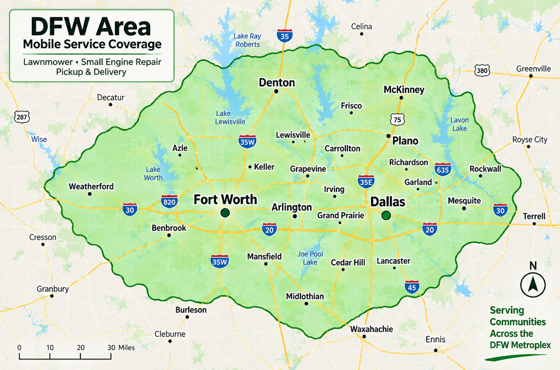 MowerMobile.com DFW service area map